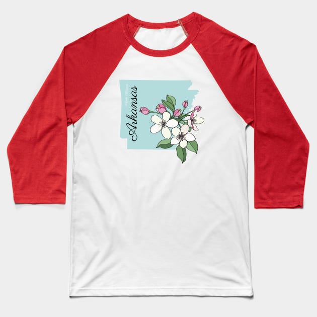 Arkansas State Flower Baseball T-Shirt by Hanatist Studio